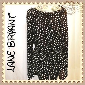 Lane Bryant Polka Dot Button Down Tunic Top